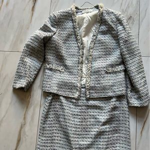 TAHARI LEVINE womens 14P 2 PC tweed look skirt set